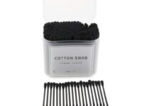 Pack 200pcs Cotton Swabs Makeup Applicator With Wooden Handle Double Ended Head Cotton Buds Stick Ear Cleaner - Black, as described