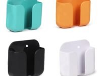 Pack of 4 Wall Mount Self-Adhesive Wall Storage Mobile Holder | Mobile Phone Charging Bracket | Multipurpose Organizer Wall Mount Holder for Remotes,Phone (Multicolour)