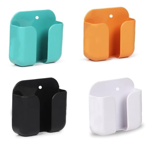 Pack of 4 Wall Mount Self-Adhesive Wall Storage Mobile Holder | Mobile Phone Charging Bracket | Multipurpose Organizer Wall Mount Holder for Remotes,Phone (Multicolour)