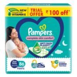 Pampers Complete Skin Comfort Pants, Anti-Rash Blanket, Lotion with Vitamin E & Aloe Vera, New Born, Extra Small Size Baby Diapers (NB,XS) 86 Count, Upto 5kg