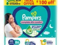 Pampers Complete Skin Comfort Pants, Anti-Rash Blanket, Lotion with Vitamin E & Aloe Vera, New Born, Extra Small Size Baby Diapers (NB,XS) 86 Count, Upto 5kg