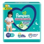 Pampers Complete Skin Comfort Pants Style Baby Diapers, XXX-Large (XXXL) Size, 22 Count, Anti Rash Blanket, Lotion with Aloe Vera, 16-30 kg