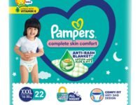Pampers Complete Skin Comfort Pants Style Baby Diapers, XXX-Large (XXXL) Size, 22 Count, Anti Rash Blanket, Lotion with Aloe Vera, 16-30 kg