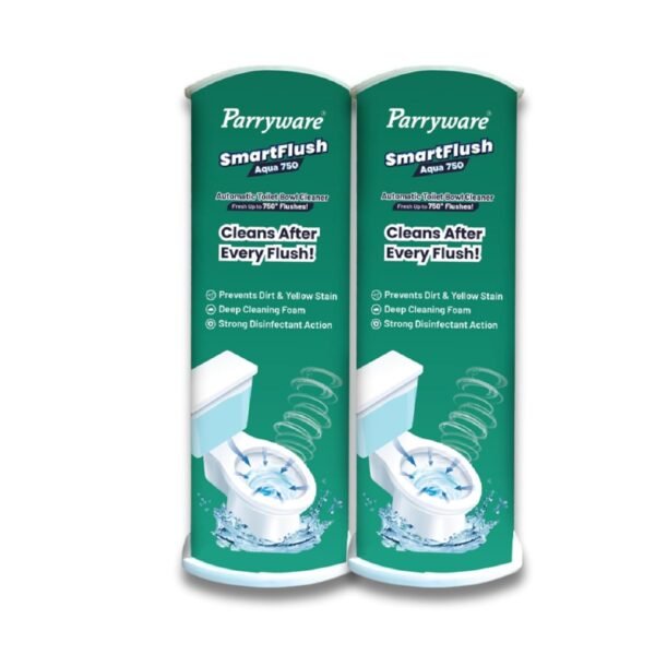 Parryware SmartFlush In-Cistern Automatic Toilet Bowl Cleaner - Aqua 750 (FRAGRANCE FREE) I PACK OF 2 I Lasts upto 600* Flushes | 99.9% Disinfection | Cleans after every flushes | FCSF0207