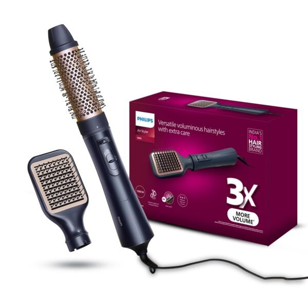 Philips 2-in-1 Airstyler | India’s No.1 Hair Styling Brand | 3X Volume | 50% Less Hair Breakage | Hot Air Brush/Volumizer | 2 Attachments for Straight, Wavy, Curly Looks | 3 Heat Settings | Cool Shot