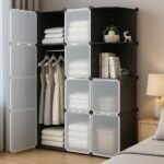 Plastic Wardrobe for Kids Clothes – Durable, Easy to Use Anti-Skid & Non-Slip Effective Professional Collapsible Wardrobe, Storage Cabinet with Suitable (Grey, 9-Cube)