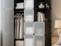 Plastic Wardrobe for Kids Clothes – Durable, Easy to Use Anti-Skid & Non-Slip Effective Professional Collapsible Wardrobe, Storage Cabinet with Suitable (Grey, 9-Cube)