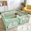 Playpen 150x180cm for Baby 0-5 Years with Safety Lock, Playard with 5-10 Ocean Balls and 2 Grasp Rings (No Mat, Non-Foldable) - Green