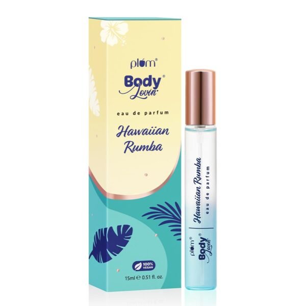 Plum BodyLovin' Hawaiian Rumba Eau De Perfum (Parfum) | Long Lasting & Premium Beachy Fragrance | Luxury Perfume for Women | Mandarin, Gardenia & Vanilla Notes | Travel Friendly | High On Fun - 15ml