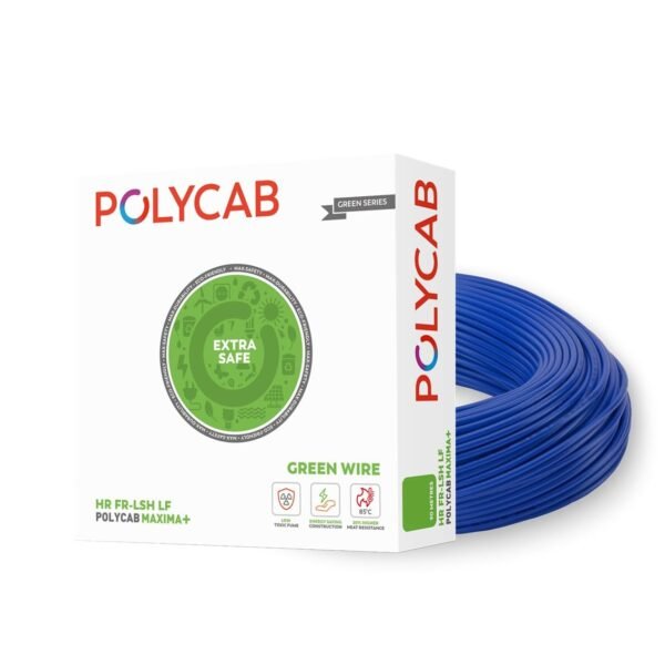 Polycab MAXIMA+ Green wire 0.75sqmm 90M coil | Low smoke | low halogen | Energy saving | Heat resistant | Rodent protection | Eco friendly housewire [Blue]