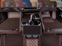 Premium 7D Car Mat for Toyota Innova Crysta (Model : 2017-2026) || Luxury Leather Dual-Stitch Full Set 7D Car Floor Mat || 100% Waterproof || Color :Coffee Stitch-Coffee Grass (Design-1)