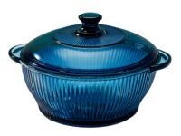 Premium Blue Glass Casserole Dish with Lid – Heat Resistant Transparent Cookware for Oven, Microwave & Dishwasher Safe – Elegant Round Baking Dish for Cooking, Serving & Storage (Pack of 1) (1500)