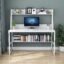 Priti Prit Modern White Computer Desk with Hutch Shelves Home Office Study Table