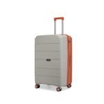 Provogue Cascade Hard-Sided PP 75 Cm Trolley Bag Large Size | Expandable Space with 8 Wheels Trolley Bags for Travel | Combination Lock | 5 Year Warranty (Timberwolf Grey/Burnt Orange)