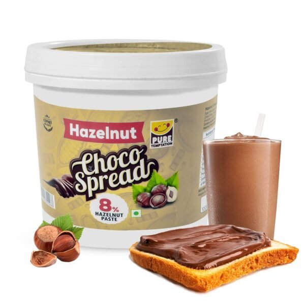 🥞 Pure Temptation Chocolate Spread with Cocoa 🍫 | Hazelnut Chocolate Cream 🌰 for Bread 🍞, Smoothies 🥤, Fudge 🍰, Cakes 🎂, Choco Shakes 🥤, Sandwich 🥪, Roti 🌮, Fruits 🍓 & Perfect for Breakfast ☕ | 🌱 100% Vegetarian, Protein-Rich | Pack of 1 – 1 Kg