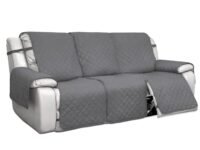 PureFit Water Resistant Reversible Sofa Covers for Reclining Sofa 3 Seat - Non Slip Split Recliner Couch Cover for 3 Cushion Couch, Washable Furniture Protector for Kid, Dog (3 Seat, Gray/Light Gray)