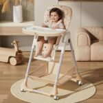 R for Rabbit Marshmallow High Chair for Baby, Multiple Recline Position, High Chair with 7 Level Height Adjustment and 3-Recline Modes with adjustable Footrest, 6 Months to 5 Years (Beige)