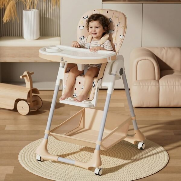 R for Rabbit Marshmallow High Chair for Baby, Multiple Recline Position, High Chair with 7 Level Height Adjustment and 3-Recline Modes with adjustable Footrest, 6 Months to 5 Years (Beige)