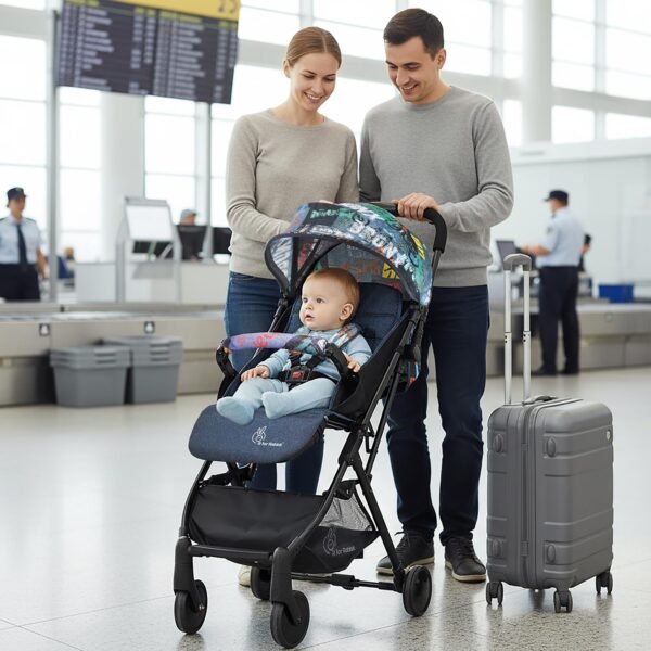 R for Rabbit Pocket Stroller Lite Stroller for Kids | Portable Travel Friendly Pre Installed Baby Trolley Pram for Newborn Boys & Girls of Age 0-3 Years (Grey)