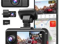 REDTIGER A6 3 Channel 2.5K Front + 1080P Rear and Interior Dash Cam with 64GB Card, Supports 4K + 1080P Dual Mode, 5G WiFi, GPS, 3" Touch Screen, Voice Control, Adjustable Mount and Cabin Camera