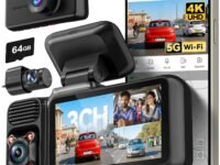 REDTIGER F17 4K 3 Channel Dash Cam 5G WiFi Built-in GPS, Free 64GB Card, 2160P+1080P+1080P Front and Rear Inside Loop Recording, Triple Car Camera with 3 Inch Screen, IR Night View, WDR, Parking Mode