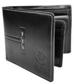 RUSTIC TOWN Mens Wallets - Full Grain Leather RFID Wallet for Men with ID Window, Card Slots and Coin Pocket (Large, Black)