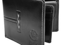 RUSTIC TOWN Mens Wallets - Full Grain Leather RFID Wallet for Men with ID Window, Card Slots and Coin Pocket (Large, Black)