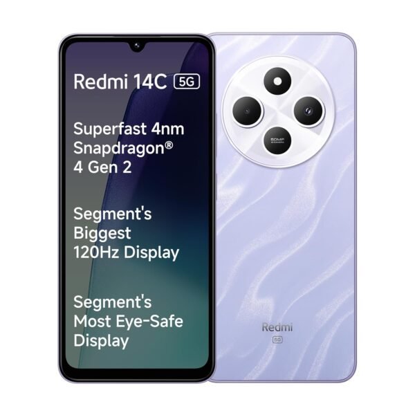 Redmi 14C 5G (Stardust Purple, 4GB RAM, 64GB Storage) | Superfast 4nm Snapdragon 4 Gen 2 | 120Hz 17.47cm (6.88”) Display | 5160mAh Battery | 50MP Dual Camera | Premium Starlight Design