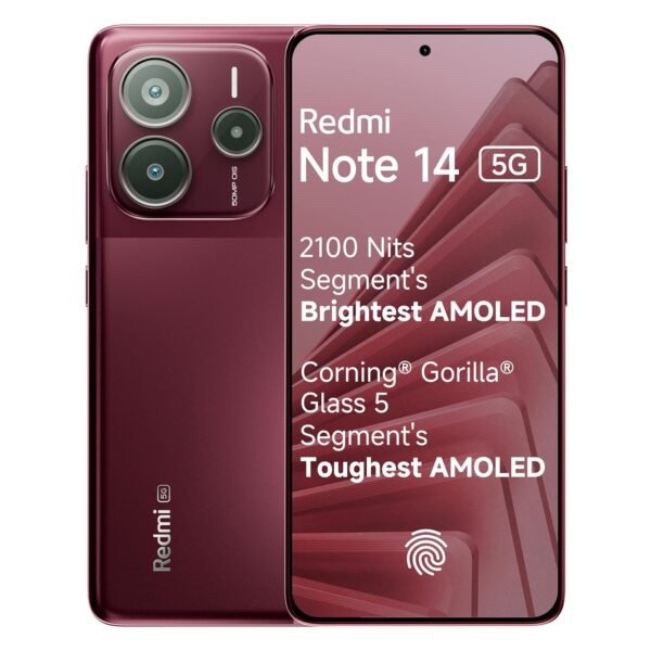 Redmi Note 14 5G Crimson Art (8GB RAM 256GB Storage) | Global Debut MTK Dimensity 7025 Ultra | 2100 nits Segment Brightest 120Hz AMOLED | 50MP Sony LYT 600 OIS+EIS Triple Camera