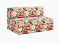 Rosebell 2 - Seater Foldable Printed Sofa Cum Bed (4 x 6 Feet) with Washable Cover | Multicolor | Ideal for Living Room, Office & Guest Room