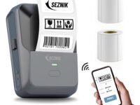 SEZNIK Josh Bluetooth Thermal Label Printer | Inkless Mini Rechargeable | MRP, Barcode, Excel File Printing | Cloud, Mobile, Desktop | Jewellery, Round Labels | Up to 2-inch Print | 1 Year Warranty