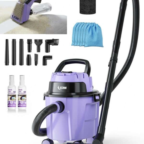 SEZNIK Mighty Wet and Dry Vacuum Cleaner for Home | Spot Cleaning & Blowing | 1300Watt, 20KPA Suction | 9 Attachments | 6m BIS Cord | Includes 1 Year Maintenance Kit Worth ₹2699