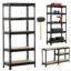 STAR WORK Black Adjustable Set of 5-Shelf Metal Storage Shelving Unit, Steel Bootless Rivet Utility Display Rack Garage Shelves, 63 Inches Height(63 X 24 X 12 Inch-H X W X D,Black)