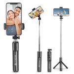 STRIFF AirSnap 3-in-1 Bluetooth Selfie Stick with Wireless Remote & Tripod Stand | Extendable, Lightweight & Portable | Compatible with All Smartphones (iPhone, Samsung, OnePlus, Vivo & More) - Black