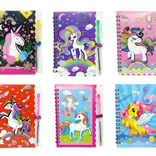 SV Traders Birthday Party Return Gifts For Kids/Girls/Boys Unicorn A6 Spiral Dairy With Pen(6 Pcs) Unicorn Theme Return Gifts