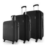 Safari Genius Alley Set of 3 (Cabin + Medium + Large) Trolley Bags, Hard Case Polypropylene, 4 Wheels, 360 Degree Wheeling Luggage, Suitcase for Travel, Black