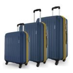 Safari Genius Alley Set of 3 (Cabin+ Medium + Large) Trolley Bags Hard Case Polypropylene, 4 Wheels, 360 Degree Wheeling Luggage, Travel Bag, Suitcase for Travel, Trolley Bags for Travel, Navy