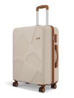 Safari Pentagon Pro 8 Wheels 66cm Medium Size Trolley Bag, Hard Case Polypropylene, 360º Wheeling Check in Luggage, Suitcase for Travel, Trolley Bags for Travel, Luxury Beige