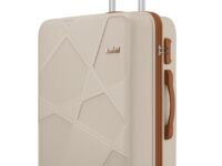 Safari Pentagon Pro 8 Wheels 66cm Medium Size Trolley Bag, Hard Case Polypropylene, 360º Wheeling Check in Luggage, Suitcase for Travel, Trolley Bags for Travel, Luxury Beige