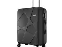 Safari Pentagon Pro 8 Wheels Checkin Trolley Bag, Hard Case Polypropylene 360º Wheeling Luggage for Men & Women, Suitcase for Travel, Black, 66Cm Medium Size