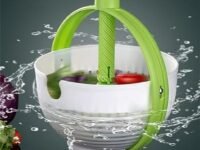 Salad Spinner | Easy-to-Use Fruit Salad Washing Filter | Kitchen Veggie Rotating Drain Basket | Collapsible Compact Vegetable Washer