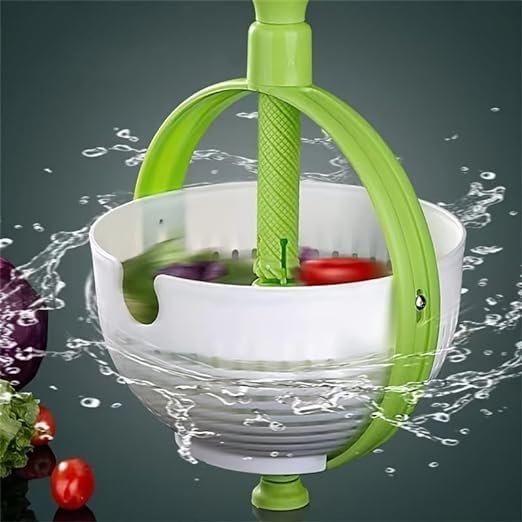 Salad Spinner | Easy-to-Use Fruit Salad Washing Filter | Kitchen Veggie Rotating Drain Basket | Collapsible Compact Vegetable Washer
