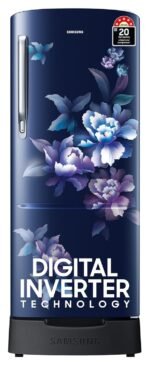 Samsung 183 L, 5 Star, Digital Inverter, Direct-Cool Single Door Refrigerator (RR20D2825HV/NL, Himalaya Poppy Blue, Base Stand Drawer)