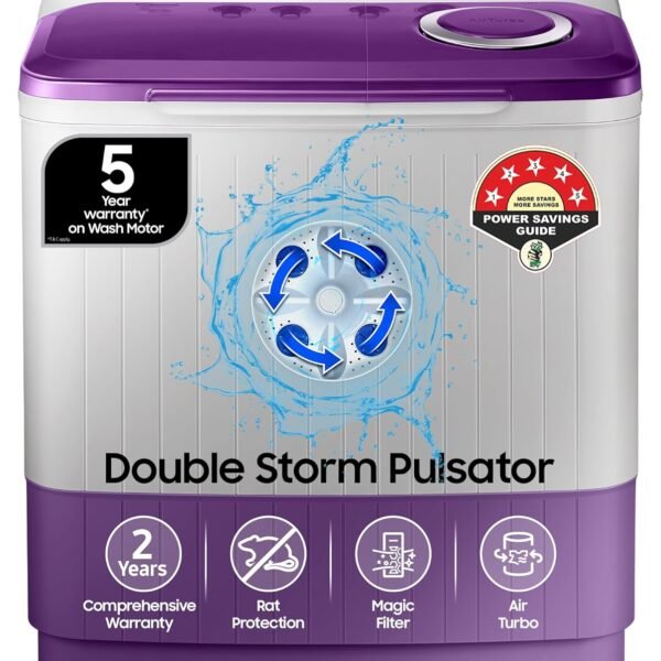 Samsung 7 kg, 5 star, Semi Automatic Top Load Washing Machine (WT70M3000UU/TL, Air Turbo Drying, LIGHT GRAY, 5 Year Warranty on Wash Motor)