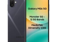 Samsung Galaxy M06 5G Mobile (Blazing Black, 6GB RAM, 128GB Storage) | MediaTek Dimensity 6300 | AnTuTu 623K+ | 12 5G Bands | 25W Fast Charging | 4 Gen OS Upgrades | 50MP Camera | Without Charger