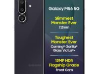 Samsung Galaxy M56 5G Mobile (Black, 8GB RAM, 256GB Storage)| Segment's Slimmest | Gorilla Glass Victus+| 10 Bit HDR Video| 50MP Camera| AI | Vapour Cooling Chamber| Lag-Free Gaming| Without Charger