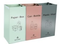 Separate Recycling Bin for Kitchen Home - Indoor Recycle Bins (Pink, Green, Gray) Waste Trash Sorting Bins, Reusable Waterproof Affordable Recycle Bags, Pack of 3 Bags