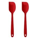 Set of 2 Silicone Spatulas for Baking, Cooking and Mixing, Heat Resistant, Non Stick, Strong Stainless Steel Core Inside, Dishwasher Safe, Food Grade, Multicolors (Pack of 2, Red)