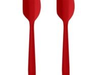 Set of 2 Silicone Spatulas for Baking, Cooking and Mixing, Heat Resistant, Non Stick, Strong Stainless Steel Core Inside, Dishwasher Safe, Food Grade, Multicolors (Pack of 2, Red)