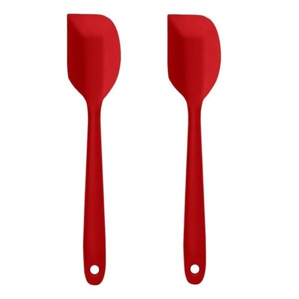 Set of 2 Silicone Spatulas for Baking, Cooking and Mixing, Heat Resistant, Non Stick, Strong Stainless Steel Core Inside, Dishwasher Safe, Food Grade, Multicolors (Pack of 2, Red)